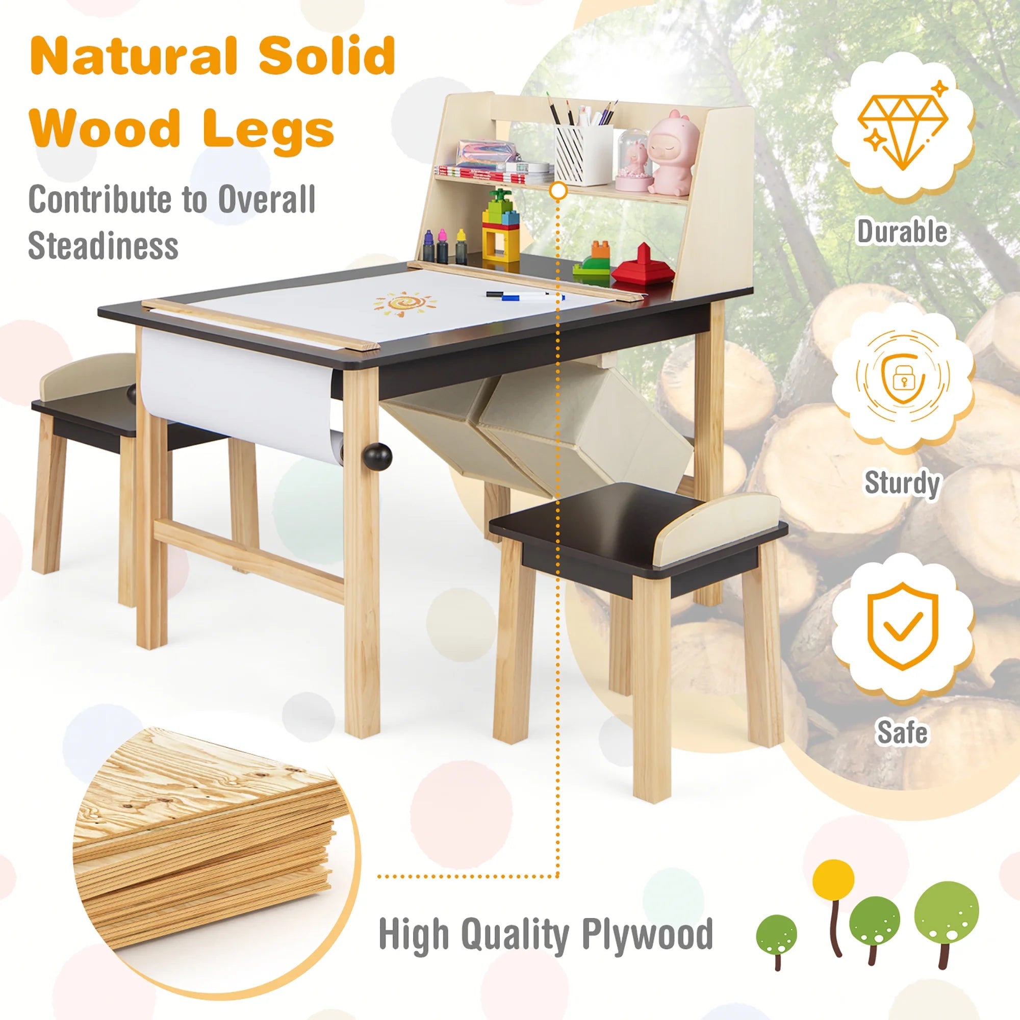 Kids Art Table and Chairs Set